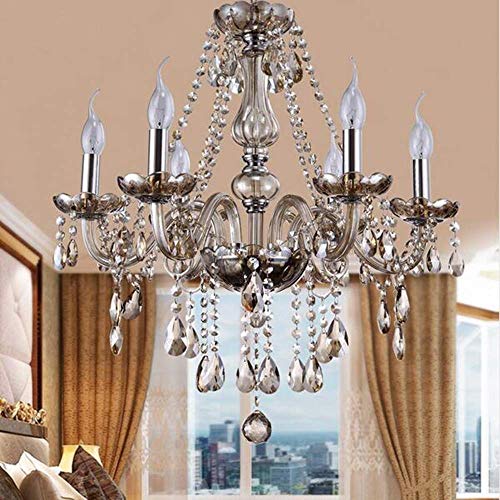 Preisvergleich Produktbild NBVCX Wohnaccessoires Kristall Kronleuchter beleuchtet Cognac Glas Kronleuchter Lampe Hängelampe Hotelbeleuchtung 6ArmChandelier
