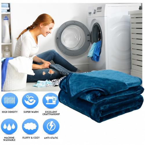 Image of Soft Blanket Warm Fuzzy Microplush Lightweight Thermal Fleece Blankets for Couch Bed Sofa,California King 102X108Inch,Peacock Blue
