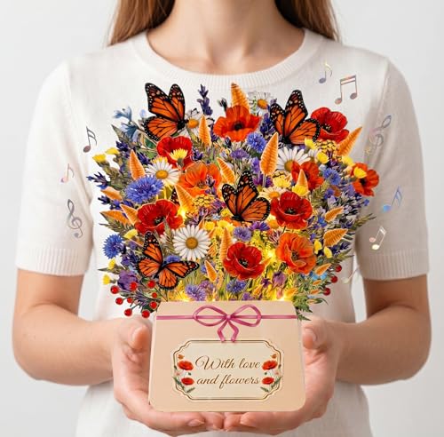Cadeau fleur éternelle pour maman épouse sous forme de carte pop-up 3D