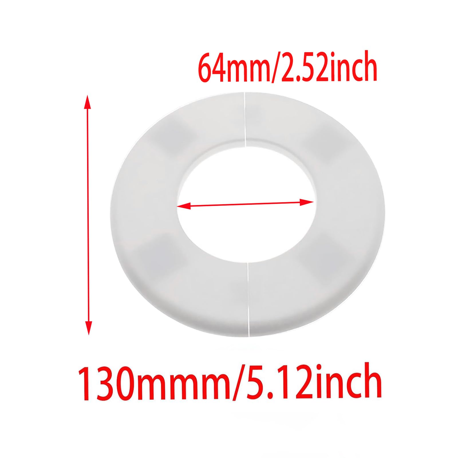 2 Pcs ABS Wall Split Flange Pipe Cover, 64mm (2.52") Inner Diameter | Self-Adhesive Escutcheon Plate For Water Pipes, Bathroom, Kitchen