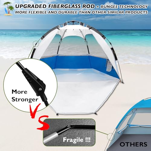 Image of Beach Tent Pop Up Shade, Instant Beach Tents Sun Shelter with UPF 50+ UV Protection, Lightweight & Easy Setup Tent