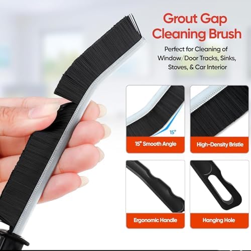 Crevice Cleaning Brush Tool - Heavy Duty Hard Bristle Gap Brush for Deep Cleaning - Ultra-Thin Grout Scrubber for Bathroom, Toilet, Bathtub, Kitchen Sink & Window Tracks-12 Pack - 4