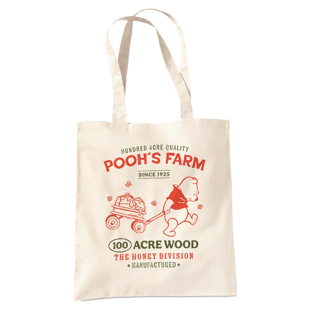Disney Unisex Beige Winnie The Pooh Pooh's Farm Poster Travel Reusable Tote Bag, Natural In