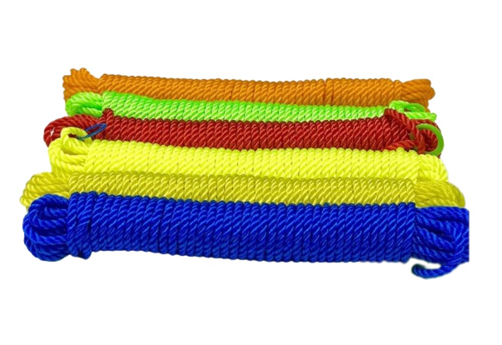 G 1 Multipurpose Twisted Nylon Rope for Both Indoor and Outdoor Purpose | Approx 8 Meter Length | Set of 2, Multicolor