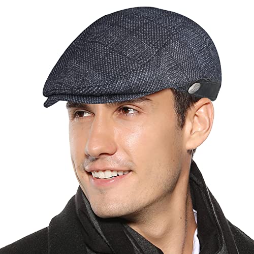 Superora Herren Schiebermütze Barett Cap Baumwolle Unisex Mütze 1920 Stil Herren-Schiebermütze Winter Warme Flat Cap mit Karomuster Baumwollmützen Cover