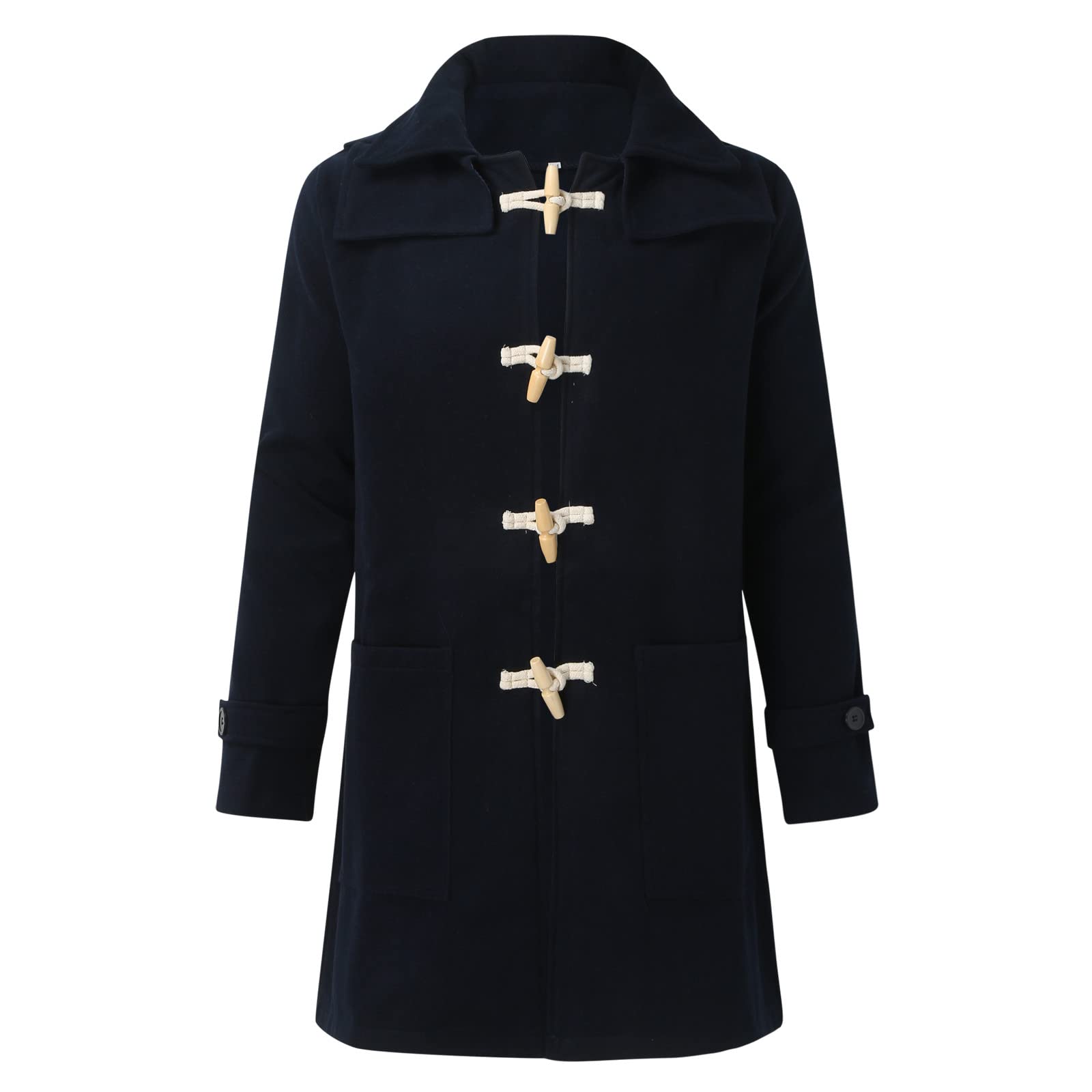 Genérico Chaqueta Hombre Invierno De Talla Grande Con Capucha Y Botones De Cuerno Y Forro Acolchado Solapa Abrigo Hombre Grueso Ideal Para Otoño E Invierno Cálido Duradero