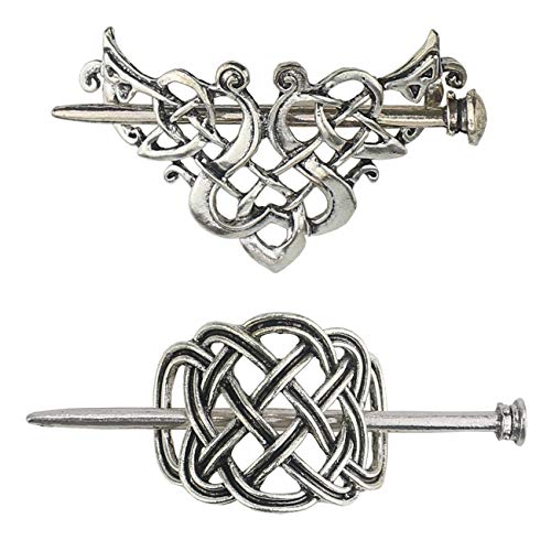 Tinsow Silver Vintage Hair Clip, 2 Pcs Celtic Hair Slide Pins Accessories…