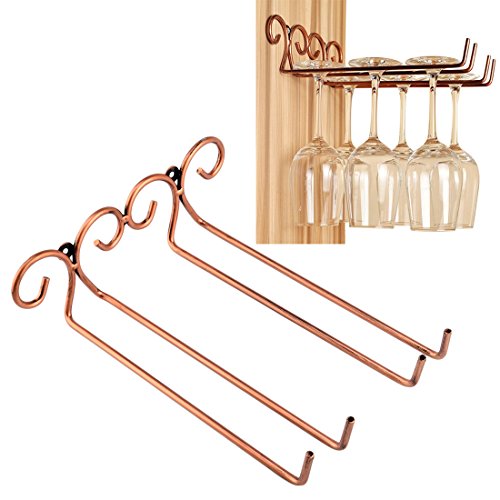 Porte Verre, iTECHOR Rack Mural en acier inoxydable Etagère Rangement de verre de vin porte-hanger Porte-Tasses - 2 Row - Bronze