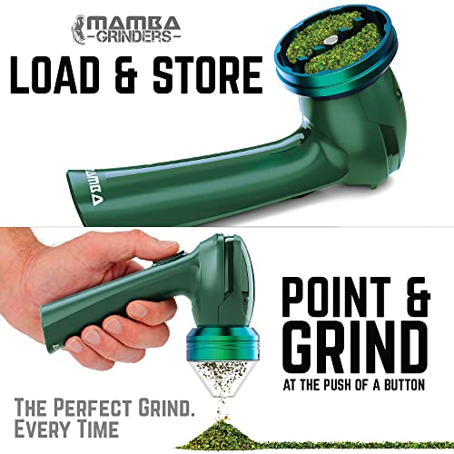 Image of Mamba Green USB Electric Herb Grinder with Color Box. Small Portable Metal Herbal Machine & Spice Mill for the Kitchen