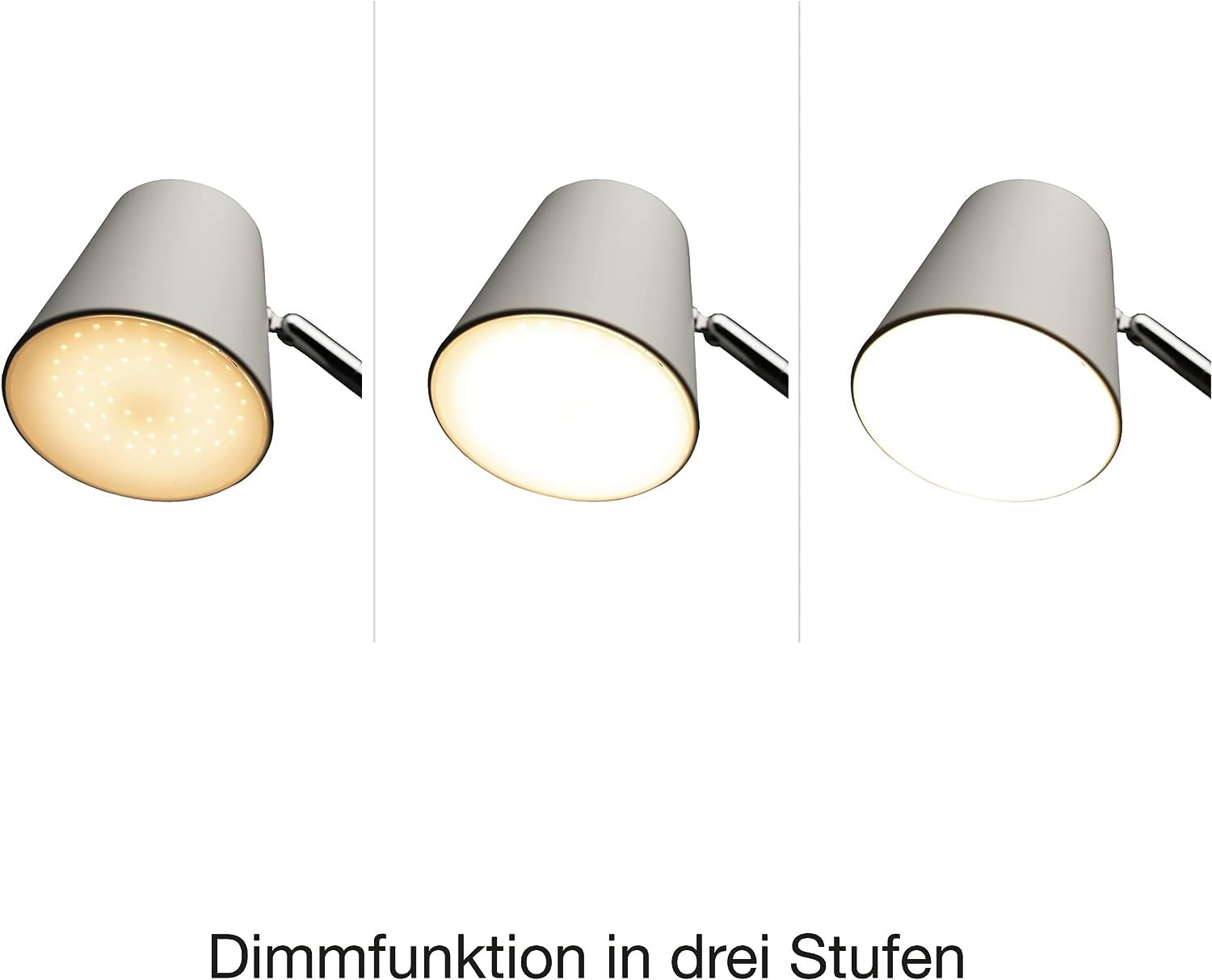 Unilux LED Schreibtischlampe Vicky, skandinavisch, dimmbar, weiß mit Holz