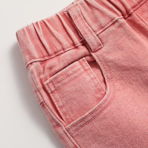 Girls' Casual Stretch High Waisted Ripped Denim Pants Straight Leg Jeans with Pockets4