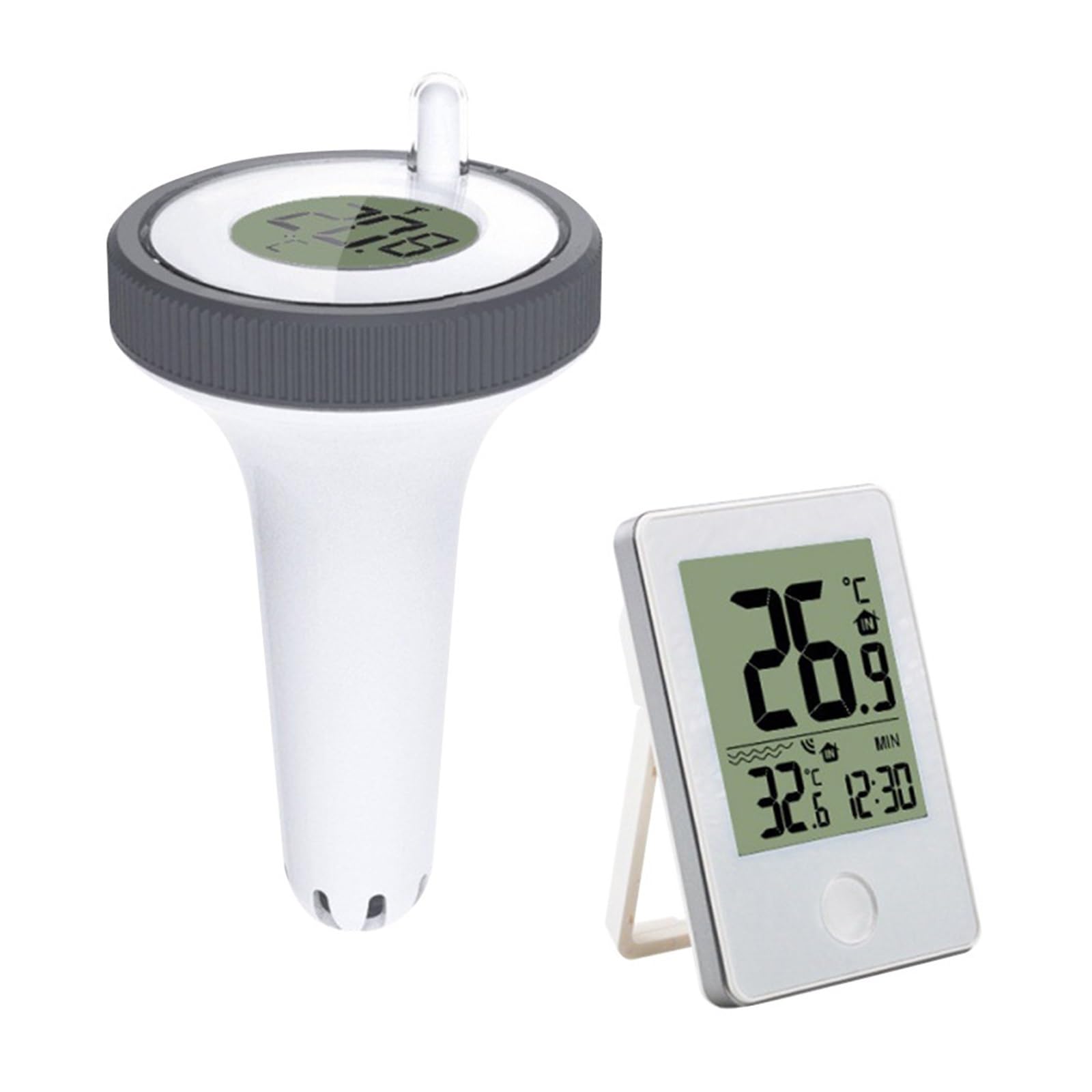 Termometro Galleggiante Wireless IPX8 Impermeabile, Termometro Digitale for Piscina di Facile Lettura con Monitoraggio della Temperatura Esterna/Interna Facile da Usare