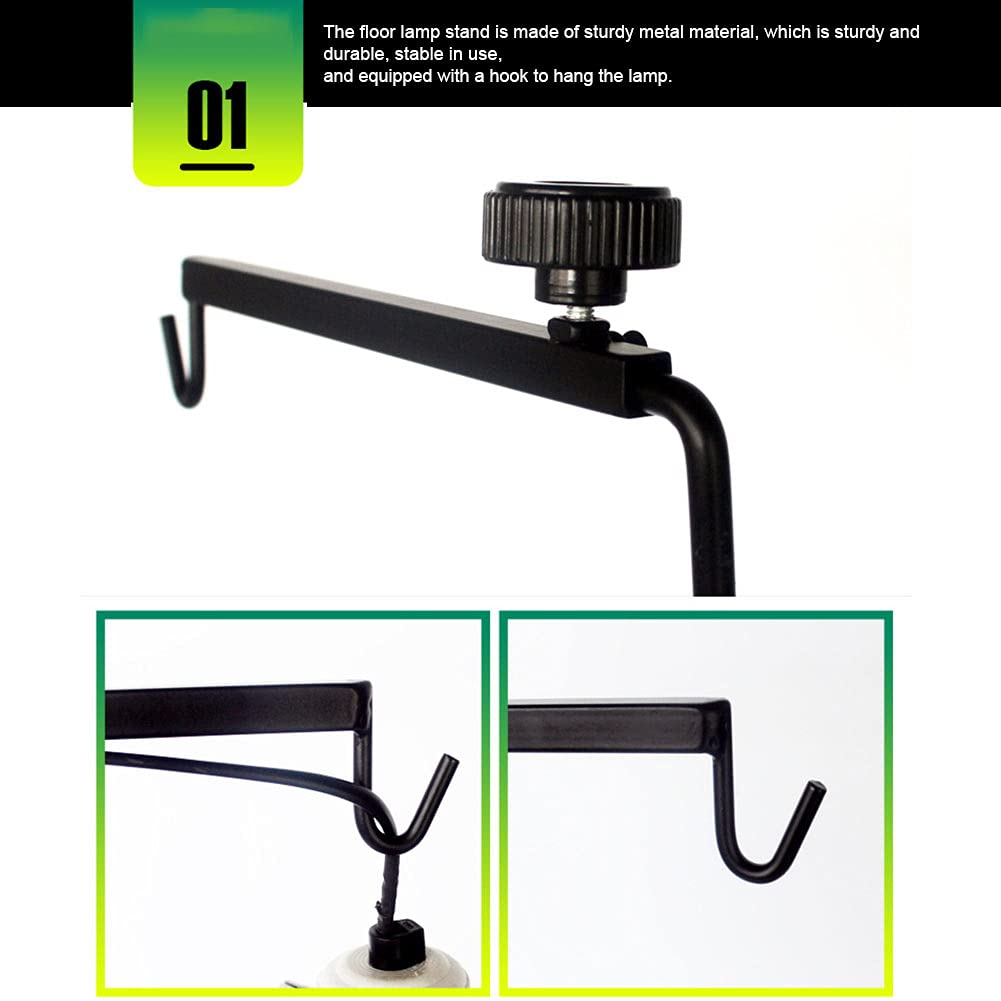 Kakalote Adjustable Reptile Lamp Stand - Metal Floor Light Holder With Base For Terrariums, Heat Lamps, Plants - View #3