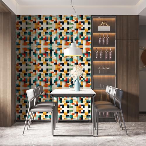 LZH-LP Selbstklebende Tapete mit Farbigem Mosaik, 44x300CM Abziehbar Vinylfolie Für Wohnzimmer Schlafzimmer Küche Wandschränke Dekoration – Ansicht 2