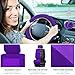 JINGSENCar Seat Cover Full Set for Women with Waterproof Floor Mats,3D Air Mesh Car Seat Cover with 5mm Composite Sponge Inside,Universal Fluffy Steering Wheel Cover,Accessories Full(Purple)