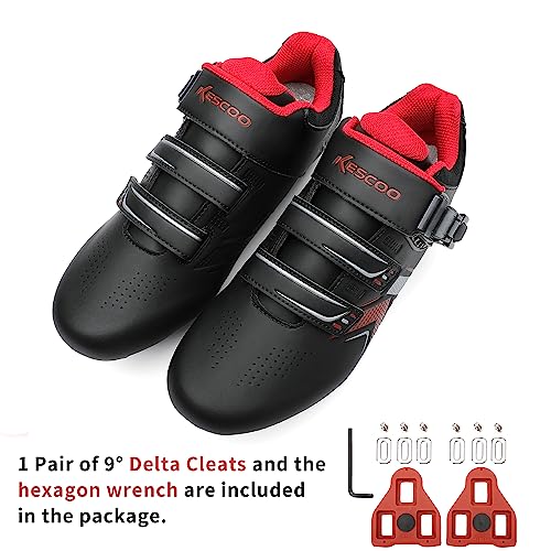 Image of KESCOO Unisex Cycling Shoes Compatible with Peloton Bike & SPD Indoor Outdoor Road Bike Cycling Shoe for Men Women, 1 Hook and Loop Strap, with Delta Cleats