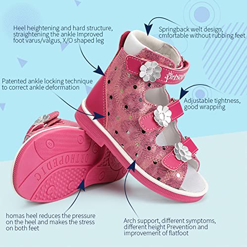 princepard Orthopedic Sandals for Kids with High Back,Girls Corrective Shoes with Ankle and Arch Support4