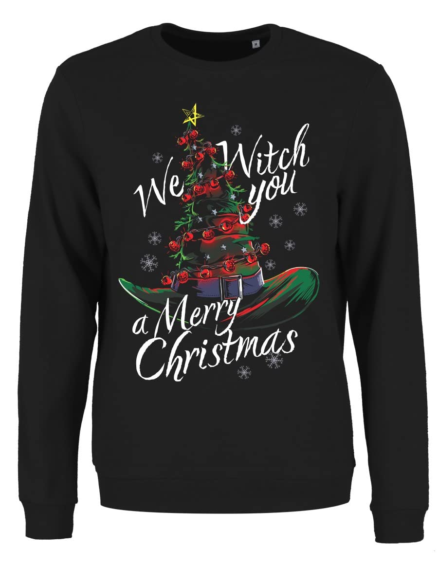 Grindstore Originals Women's Black Grindstore We Witch You A Merry Christmas Christmas Jumper Sweater