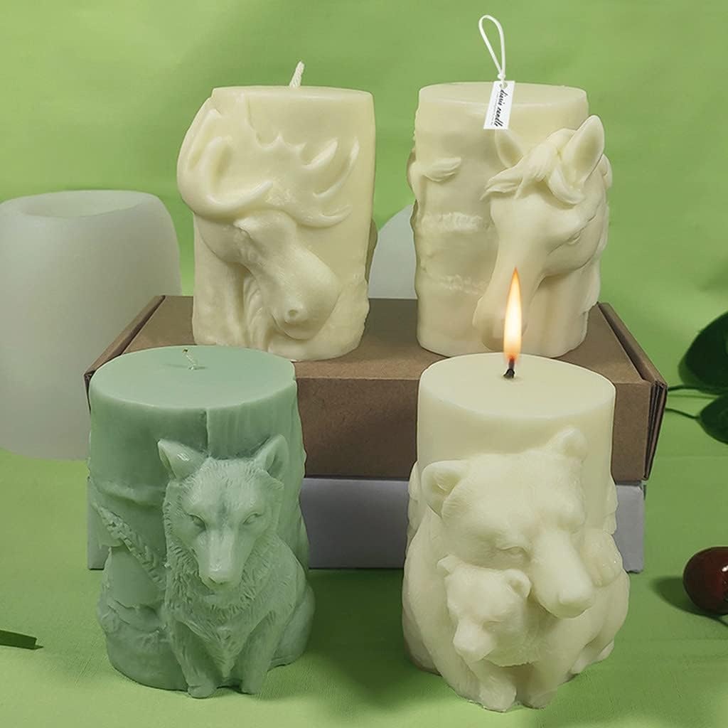 3D Bear Elk Silicone Soap Mold Candle Making Mould Fondant Candy Cake Chocolate Decorating DIY Baking Tool