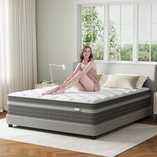 Image of Queen Size Mattress in a Box 12 inch Queen Mattresses Hybrid Design with CertiPUR-US Foam Pressure Relief Motion Isolation 100 Nights Trial