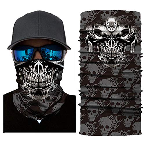 Cool Biker Skull Tube Face Mask, Rave Bandana, Neck Gaiter, Scarf, Summer Balaclava For Dust Wind Uv Protection #TOP3