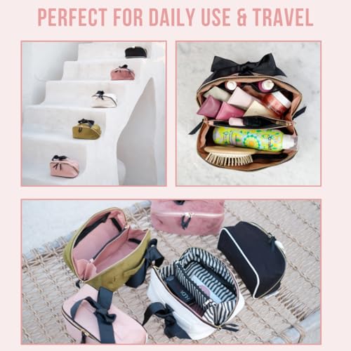 Makeup Bag for Women | Cosmetic Bag Organizer for Girls | Makeup Pouch for Traveling | Toiletry Bags for Women | Make Up Travel Pouches | Green Velvet4