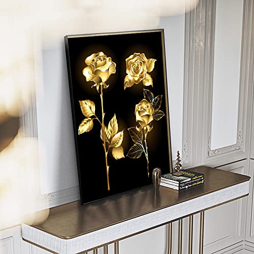 Tableau abstrait noir dore rose pour decoration salon chic