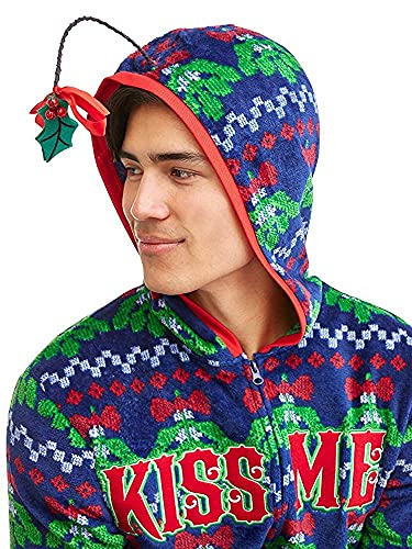 Mistletoe Mens Ugly Christmas Sweater Minky Fleece Drop Seat Union Suit Pajamas4