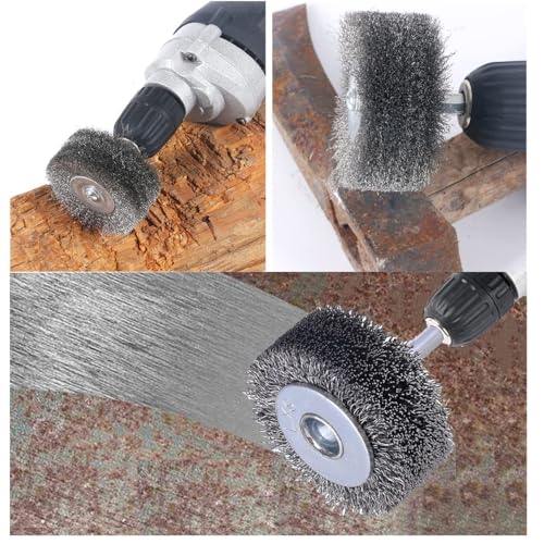 Image of ZYAMY 2PCS Wire Brush Drill Wheel 2 inch Polishing Grinder Cell Phone Auto Parts Drilling Carbon Steel Wire 1 /4 inch Round Shank Heavy Duty Wire Brush for Pipeline Railing Rust Removal Paint Removal