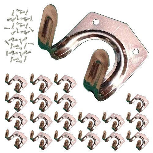 20 Storage Wall Hooks Workshop Tool Garden Shed Garage Double Metal U Tidy Hang | UK