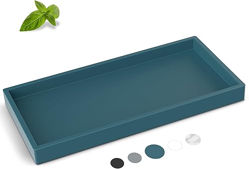 Miniatura 8 de EG-SIPRO - Bandeja para encimera de baño, bandeja de tocador de baño de silicona gruesa de alto grado, bandeja rectangular inastillable duradera