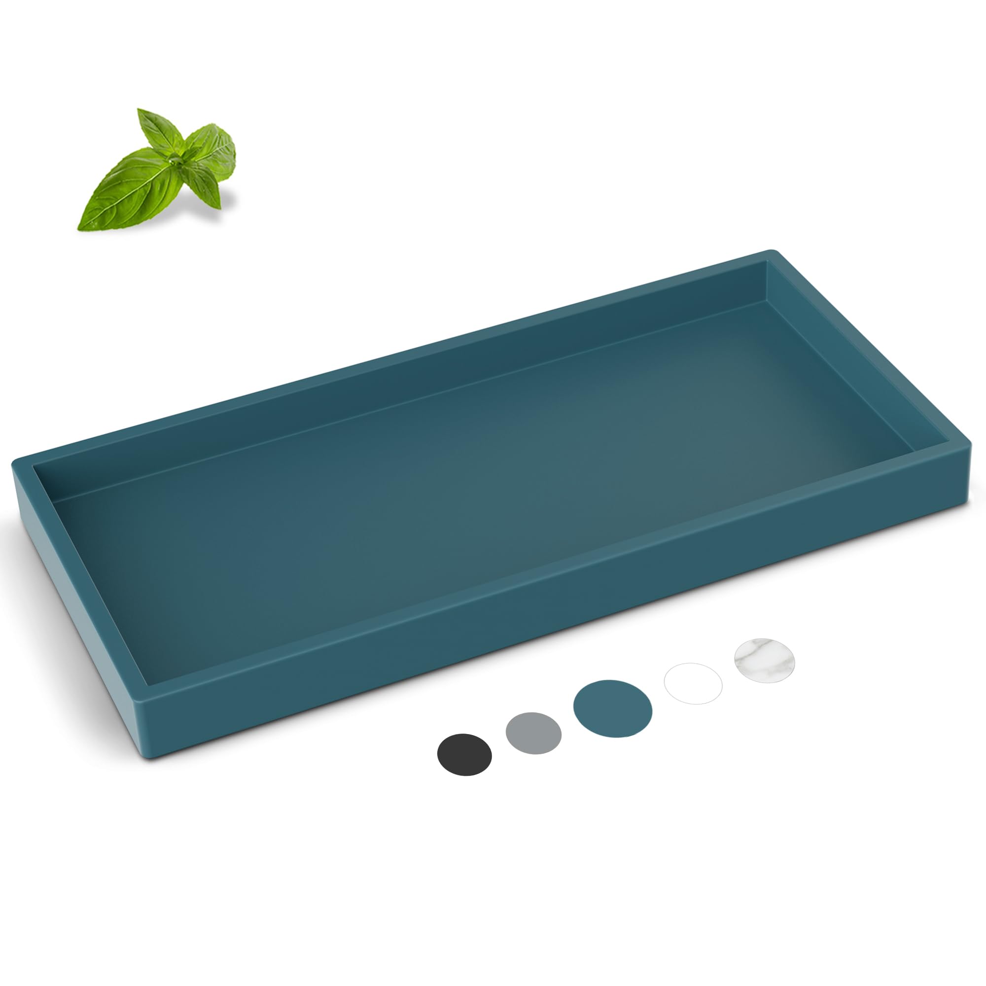 Silicone Vanity Tray - Thickened, Shatterproof Rectangle for Bathroom Counter - Large 10.6 * 5.1 in