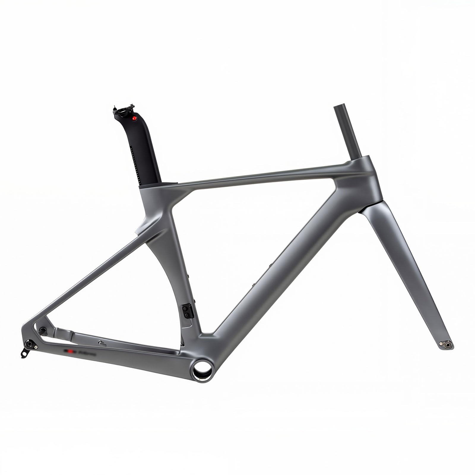 700C Road Bike Frameset 43.5/46/48/50/52/54/56CM Carbon Fiber Road Bikes Frame Breaking Wind Racing Frame Disc Brake Frame F12*100MM R12*142MM Thru-Axle Frame with Fork Internal Routing(Gray,43.5CM)