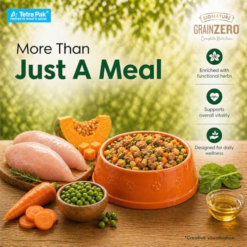Image of Grain Zero Dog Fresh Food Tetra Pak Real Chicken & Vegetables, for Adult & Puppy, 350g | Supports Joint & Health | Immune System | Anti Inflammatory Properties | Ready to Serve | One Pack One Meal