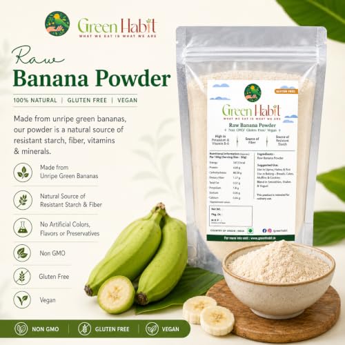 Image of Greenhabit Raw Banana Flour 2.5 kg pack | Plant Based Food | Perfect for Smoothies and Baked Preparations | Gluten Free Atta | Grain Free | 100% Natural | Paleo