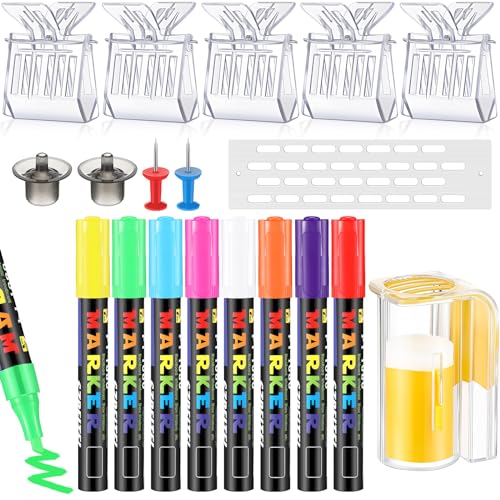 Qualirey 19 Pcs Queen Bee Marking Kit with Queen Bee Marking Bottles Queen Catcher Cage Plastic Queen Clips Marker Pens Beehive Entrance Gate Bee Cell Cups Push Pins for Beekeeping Supplies Tools