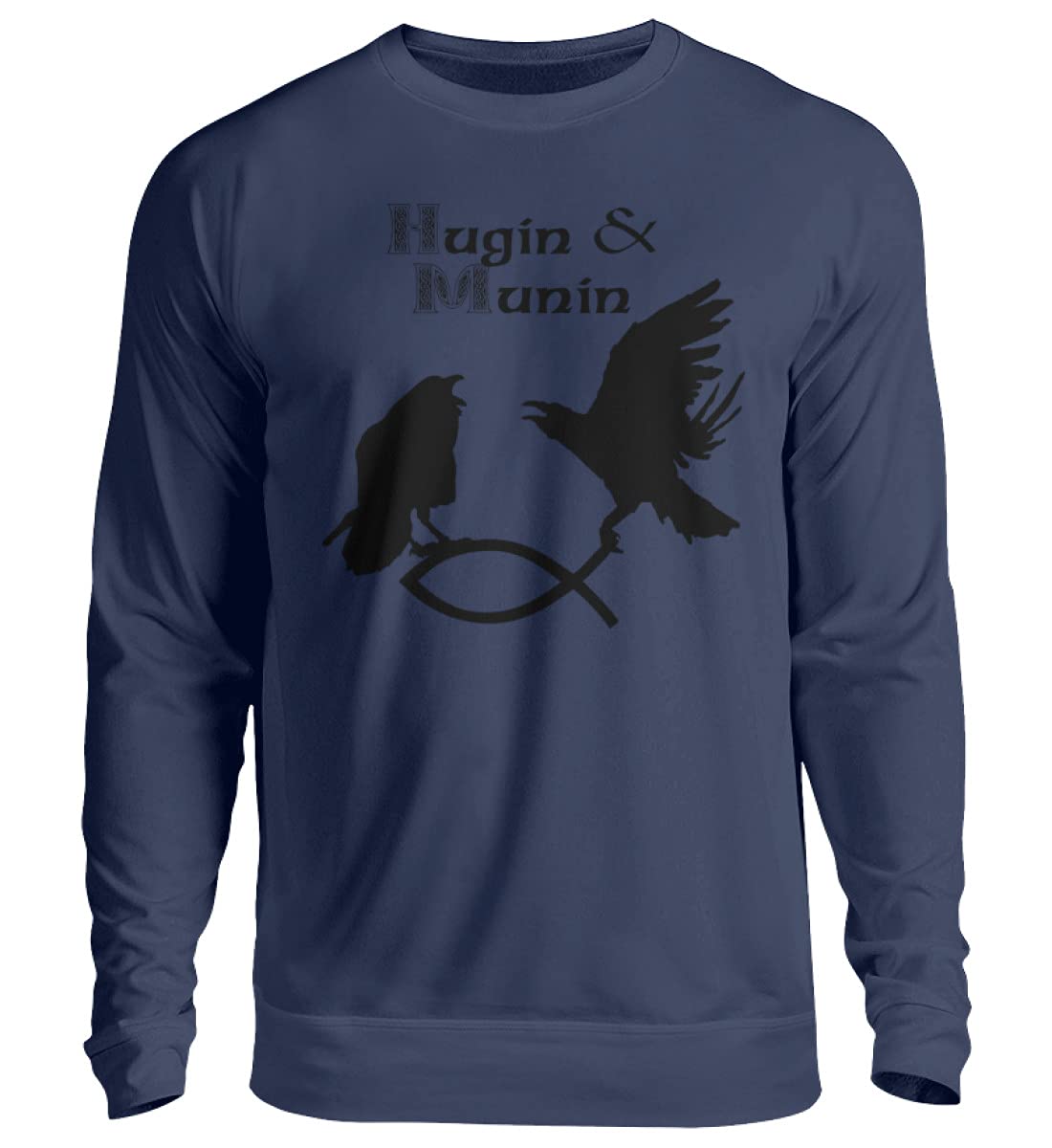 Pull Hugin & Munin bleu large vêtement unisexe chaud en maille - 3