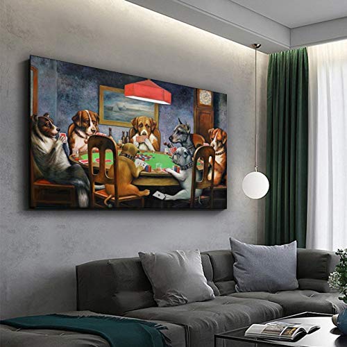 Czouu Animal Dogs Playing Poker Canvas Art Poster And Wall Art Picture Print Modern Family Bedroom Decor Posters 16X24Inch(40X60Cm) #TOP4