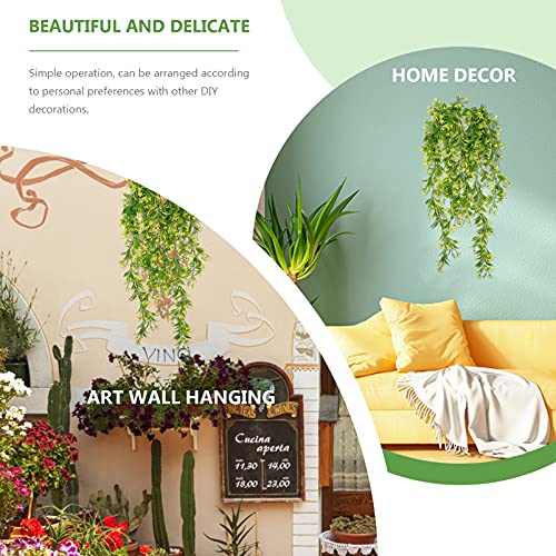 Hoement 4 Pcs Garden Leaf Wall Fake Greenery Rattan Faux Wedding Twig Party Jungle Home Yellow Flowers Artificial For Arch Vines Leaves Ornament Imitated Fence Potted Outdoor Mounted #TOP6