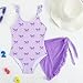 Bow Print Swimsuits One-Piece for Kids Girls Fashion Bathing Suits with Mesh Cover Up Skirts Comfy Beachwear Swimwear 4-8Y