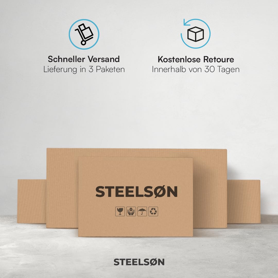STEELSØN Novara Gerätehaus – Gartenschuppen mit Pultdach & Fenster – Gartenhaus 192x92x151 cm (HxTxB) – Geräteschuppen aus Kunststoff in Grau – Gartenhütte wetterfest & rostfrei – Schuppen