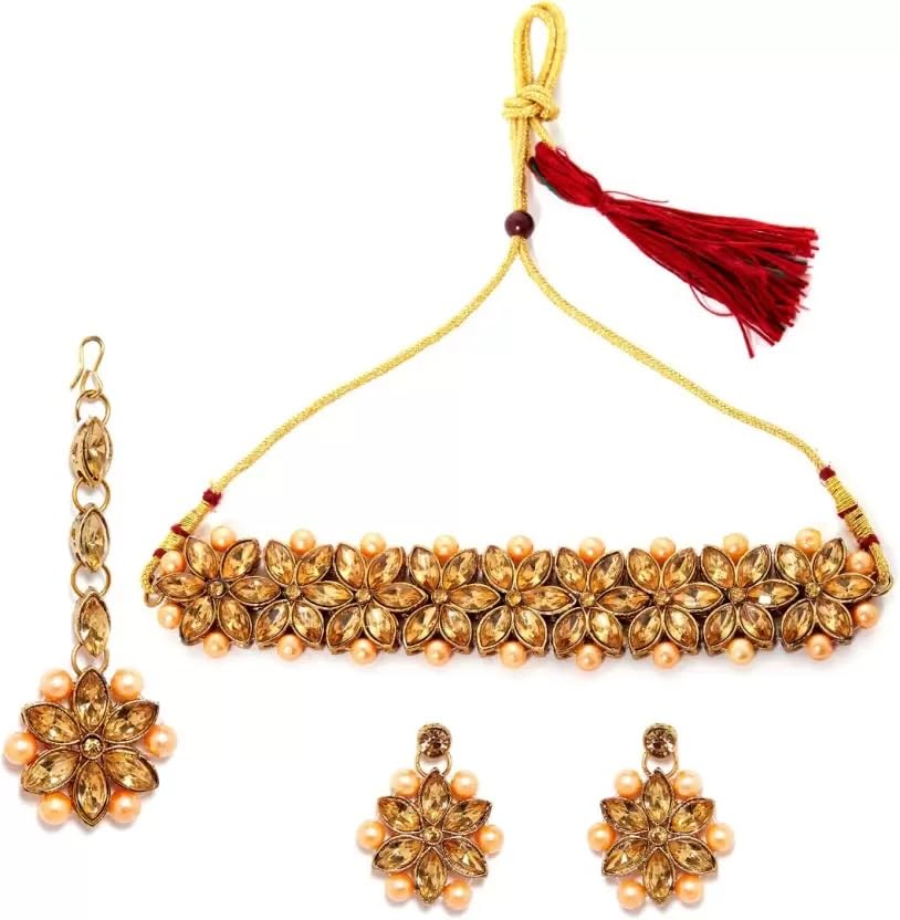 ONLINE JMS Latest Choker Design Kundan Necklace Jewellery Set Traditional choker Necklace with Earrings & Mantika for Girls, Women (B0CD7H1MPK) Amazon Price History, Amazon Price Tracker