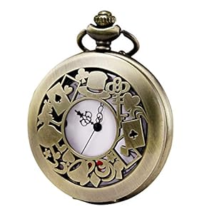 MORFONG Mannen Vrouwen Quartz Pocket Horloge Alice in Wonderland Serie Hollow Case Vintage Fob Horloges