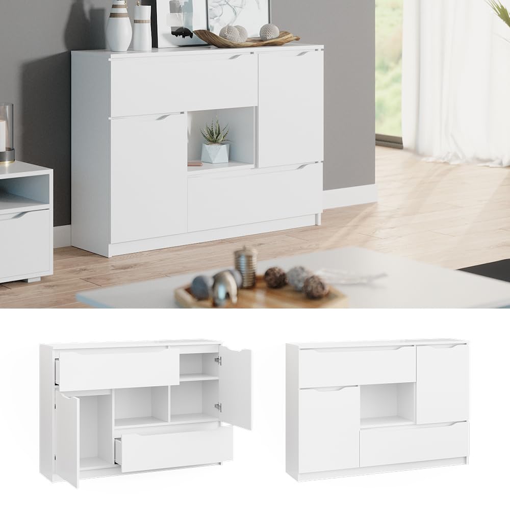 Vicco Cassettiera per camera da letto Ruben, Bianco, 120 x 84 cm | per riporre abiti e oggetti di uso quotidiano