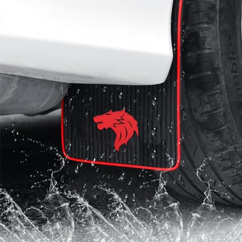 Image of Car Mud Flaps Screw and Clips Universal Rubber Mudguard Soft No Collision Splash Guards (4pcs, Wolf Head)