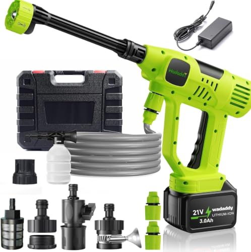 Cordless Car Washer 1100PSI Portable Cleaning Tool with 6-in-1 Nozzle 10 Spray Settings Battery Display Self-Priming System for Car Garden Patio & Floor