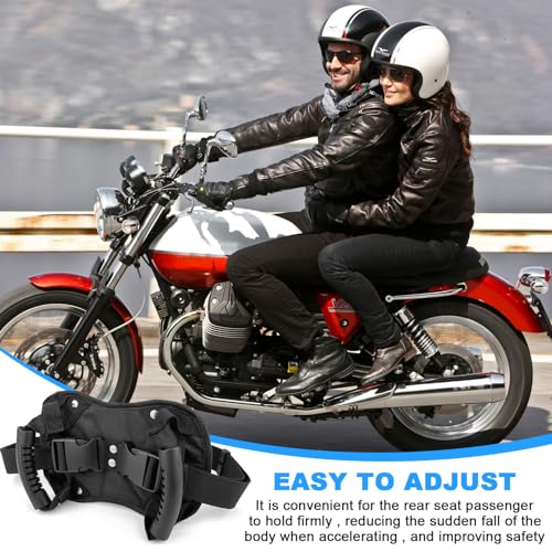 GZjiyu 1 Stücke Sozius Haltegriff, Verstellbarer Motorrad Sicherheitsgurt Sozius für Roller, Fahrrad, Motorrad mit 1 Stücke 58 cm Motorrad-Bindegürtel