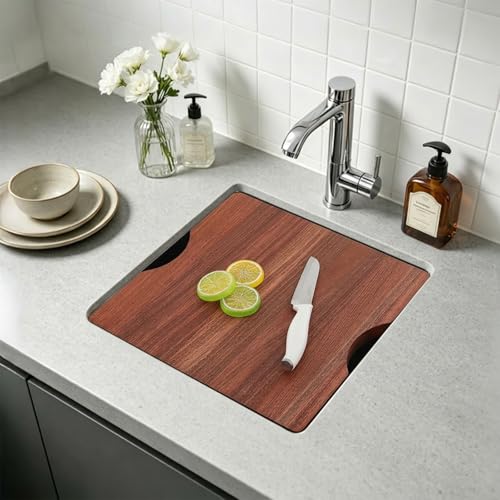 Image of 15 x 15 Undermount Bar Sinks, 15 Inch Stainless Steel 16 Gauge Handmade Single Bowl Prep Sink Workstation, Brushed Small Kitchen Sink with Cutting Board for RV, Wet Bar, Laundry & Outdoor Use