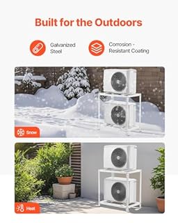 VEVOR Mini Split Ground Stand, Anti-Vibration Mini Split Stand for 9000-18000 BTU Ductless Air Conditioner Heat Pump, Heavy Duty AC Base Bracket Floor Mount w/ 250kg Max. Load,Dual Levels