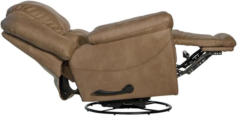 BOWERY HILL Chaise Swivel Glider Recliner, Brown Polyester Fabric, 360 Degree Swivel, Smooth Gliding Motion, Cool Gel Memory Foam, Steel Seat Box, 250 lb Weight Capacity, Living Room Recliner Chair